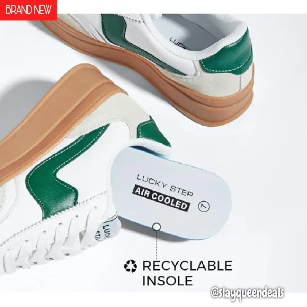 Women's Platform Sneakers Genuine Leather Suede Thick Sole Casual Walking - Picture 6 of 8